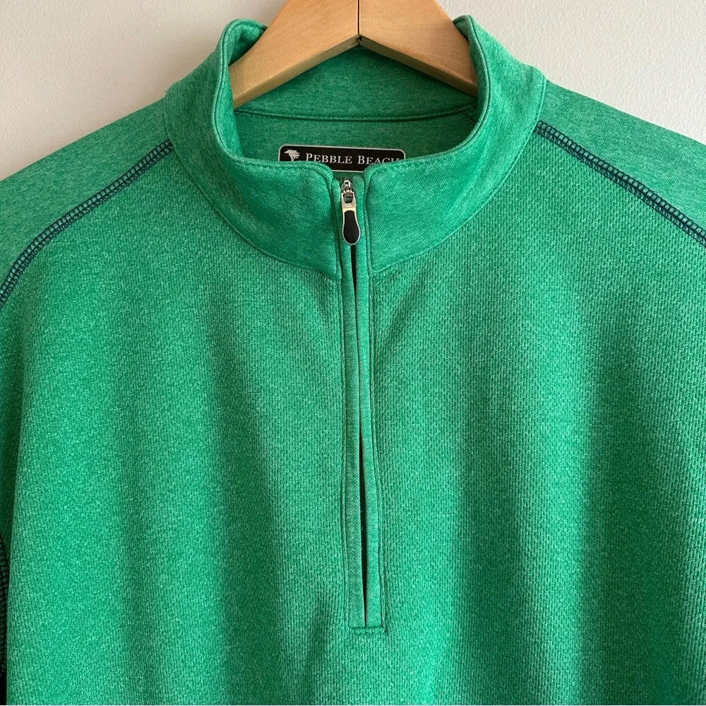 Pebble Beach Performance Quarter‑Zip Pullover Men’s Medium | Green Athletic Golf
